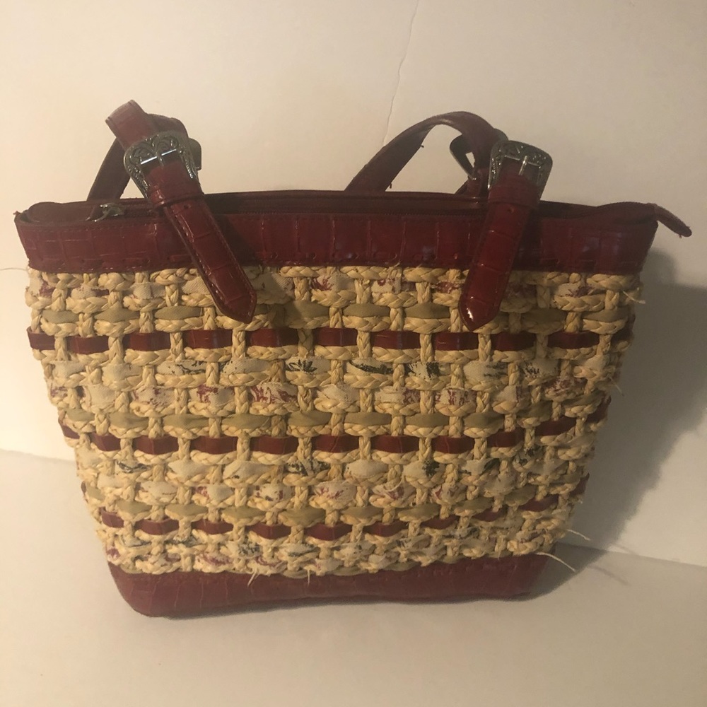 Elka Accessories striped braided pattern handbag